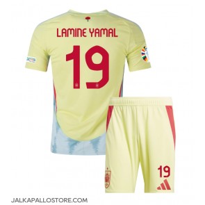 Espanja Lamine Yamal #19 Vieraspaita Lapsille EM-Kisat 2024 Lyhythihainen (+ shortsit)